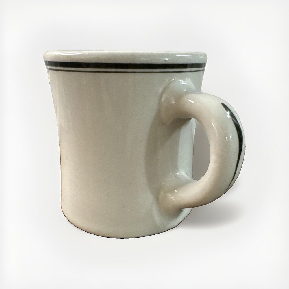 Vintage Victor Diner Mug Green Stripe Ceramic Heavy Restaurant Ware Coffee Cup